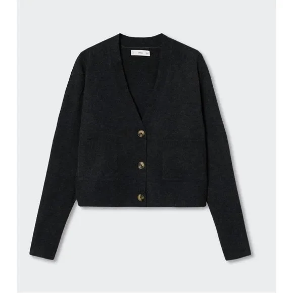 Mango Pocket Knit Cardigan Charcoal - Picture 2 of 5